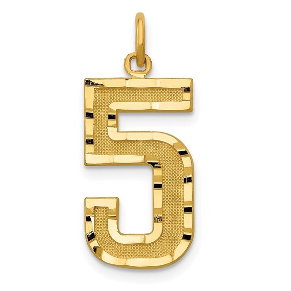 14k Large Brushed Diamond-cut Number 5 Charm,All Products : American Fashion Style Bags On Sale